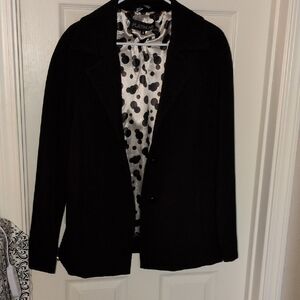 Women's  Black Jacket With Black Polka dot Inside.